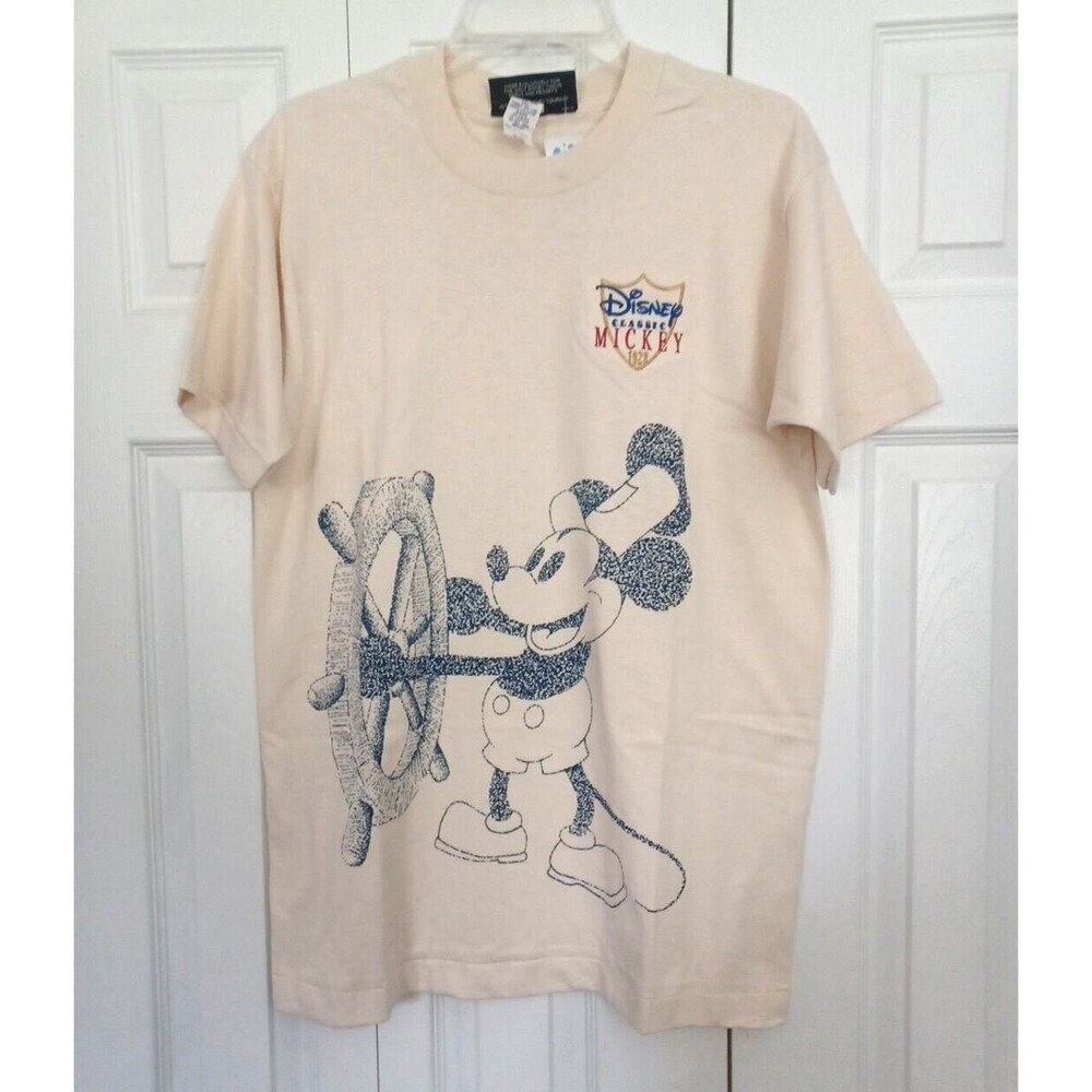NWT Vintage 90s Disney Classic Mickey 1928 Steamboat Willie T Shirt M Made USA